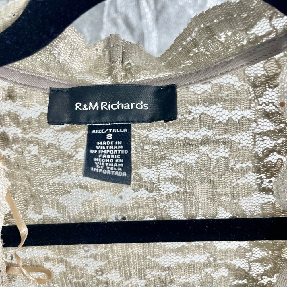 RM richards‎ gold short lace dress with half jacket style 7140 Cocktail Size 8 - Picture 3 of 12
